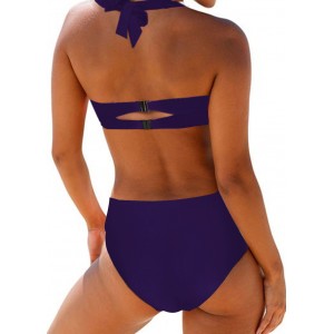 Halter Neck Knot Detail Gradient Bikini Set