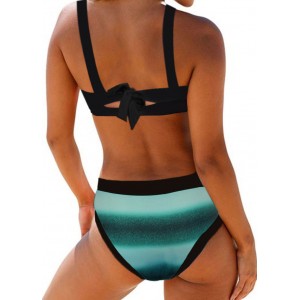 Spaghetti Strap Bowknot Detail Gradient Bikini Set