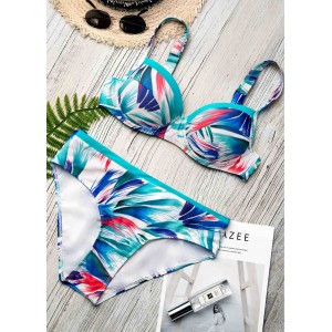 Printed Underwire Swimwear Bra and Panty