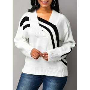 Long Sleeve White Cross Front Sweater
