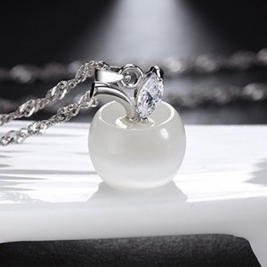 Silver Metal Cherry Pendant Necklace for Women