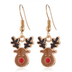 Christmas Reindeer Shape Gold Metal Necklace Set