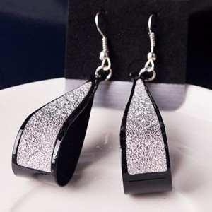 Water Drop Shape Matting Black Earrings