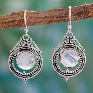 Rhinestone Decorated Silver Metal Earrings for Women
