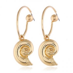 Snail Shell Shaped Gold Metal Earrings
