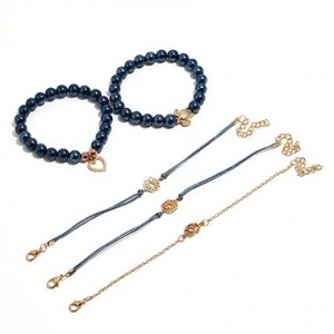 Bead Embellished Lotus Design Bracelet Set