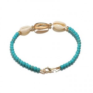 Bead Embellished Seashell Design Turquoise Bracelet