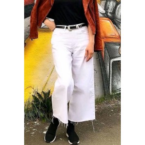 White Pocket High Waist Straight Casual Jeans