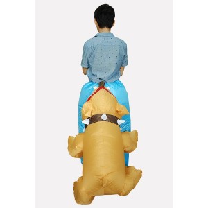 Men Jade-blue Biting Dog Riding Inflatable Adult Halloween Costume