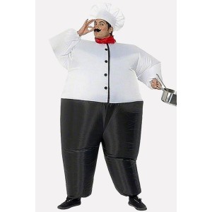 Men Black-white Chef Inflatable Cute Halloween Costume