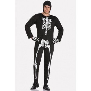Men Black Skeleton Horror Halloween Cosplay Costume