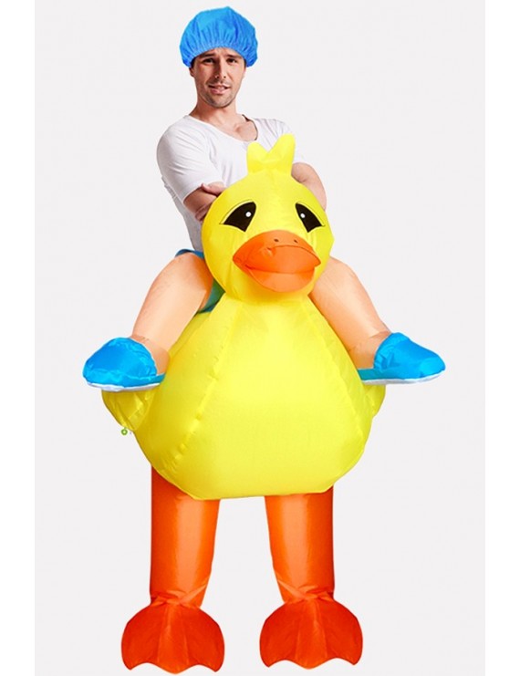 Men Yellow Ride Little Yellow Duck Inflatable Adult Halloween Costume
