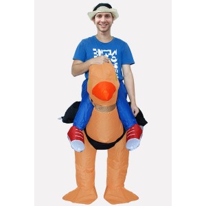 Men Orange Ride Ostrich Inflatable Funny Halloween Costume