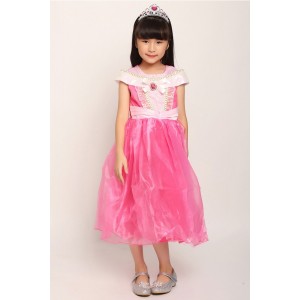 Hot-pink Princess Dress Kids Cute Cosplay Costume