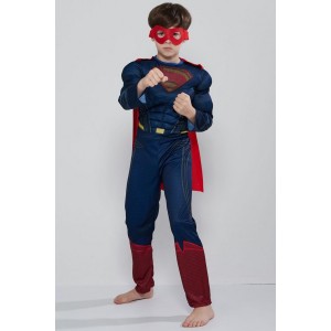 Dark-blue Supermen 3d Print Kids Halloween Cosplay Costume