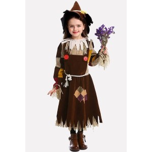 Dark-brown Scarecrow Cute Kids Halloween Costume