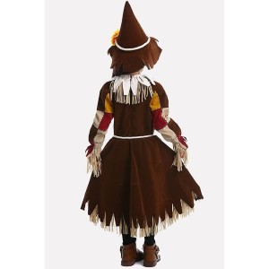 Dark-brown Scarecrow Cute Kids Halloween Costume