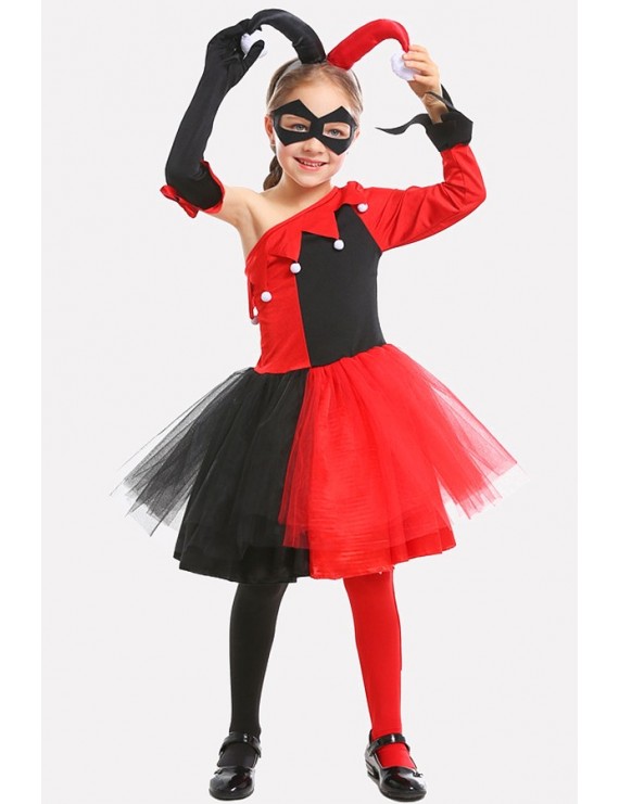 Black-red Clown Kids Halloween Cosplay Costume
