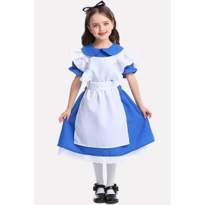 Blue Alice In Wonderland Dress Kids Halloween Costume