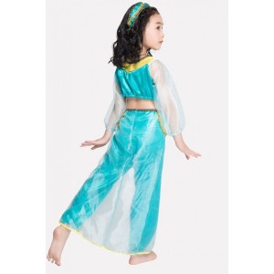 Light-blue Aladdin Princess Kids Cosplay Costume