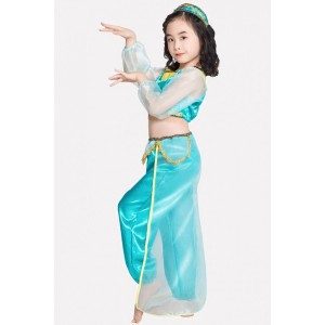 Light-blue Aladdin Princess Kids Cosplay Costume