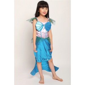 Jade-blue Mermaid Kids Cute Halloween Costume