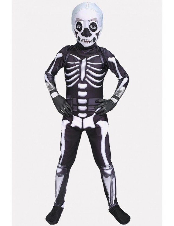 Black Fortnite Skeleton Kids Halloween Costume