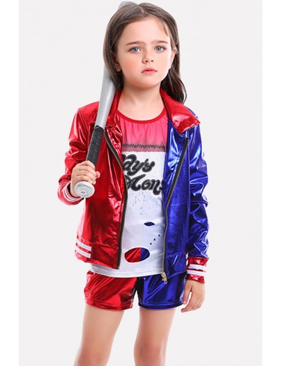 Red Suicide Squad Harley Quinn Kids Cosplay Costume