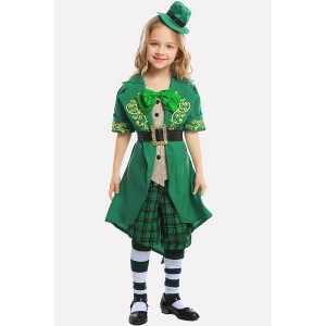 Green St Patrick's Day Leprechaun Kids Cosplay Costume