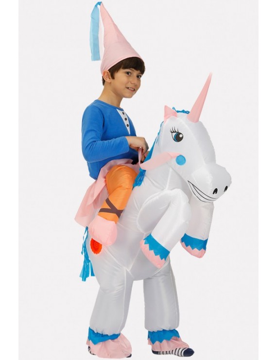 White Riding A Unicorn Kids Halloween Costume