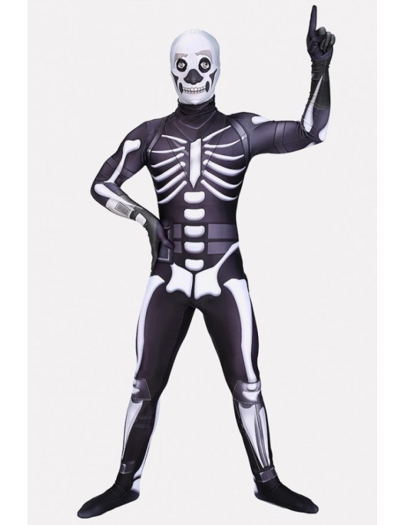 Black Fortnite Skeleton Adults Halloween Costume