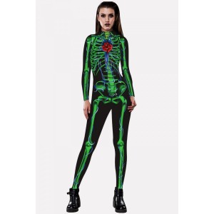 Green Skeleton Adults Halloween Costume