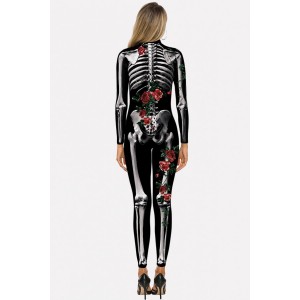 Black Skeleton Floral Halloween Costume
