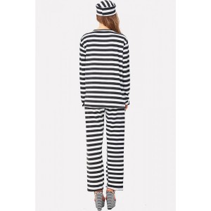 Black-stripe Prisoner Stripe Adults Halloween Costume