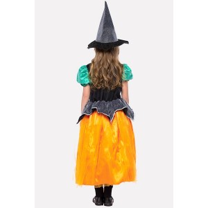 Orange Witch Dress Halloween Kids Costume