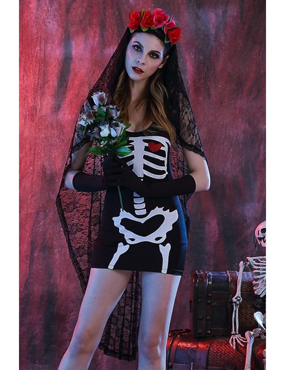 Black Corpse Bride Skeleton Halloween Costume
