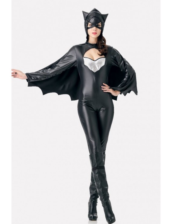Black Faux Leather Batwoman Adults Halloween Costume