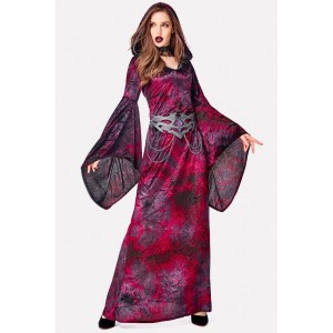 Dark-red Witch Dress Adults Halloween Costume