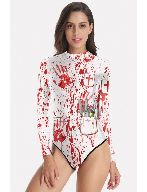 Black Nurse Blood Print Adults Halloween Costume