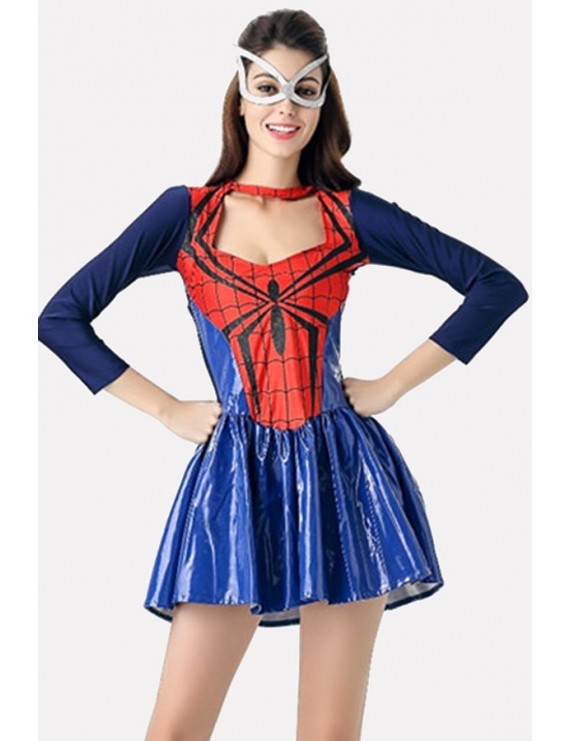 Dark-blue Spider Woman Dress Halloween Costume