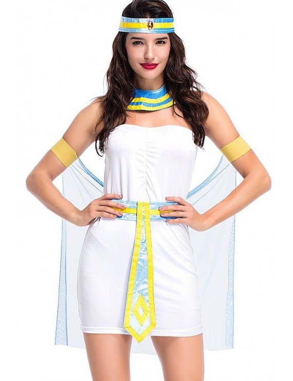White Strapless Mini Dress Egyptian Halloween Costume