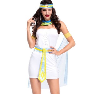 White Strapless Mini Dress Egyptian Halloween Costume