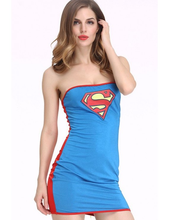 Blue Sexy Supergirl Dress Cosplay Costume