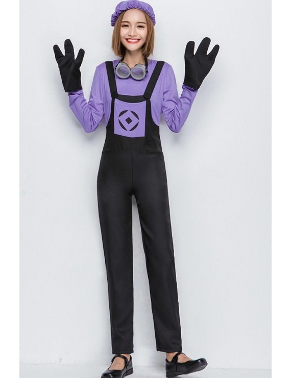 Purple Evil Minion Jumpsuit Halloween Cosplay Costume