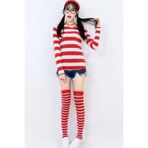 Red Striped Where's Wally Cosplay Costume