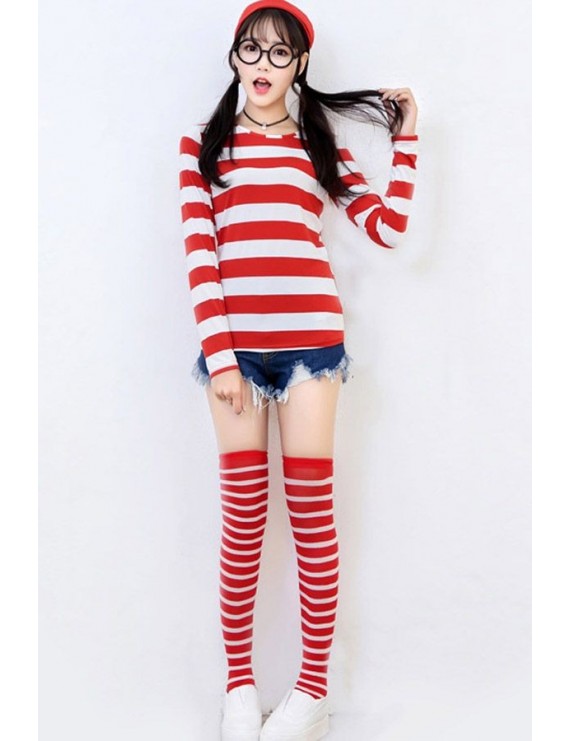 Red Striped Where's Wally Cosplay Costume