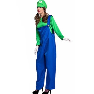 Green Plumbers Super Mario Bros Luigi Cosplay Costume
