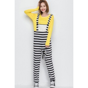 Yellow Striped Jumpsuit Minion Cosplay Costume