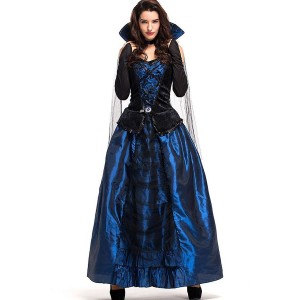 Dark-blue Vampire Dress Queen Halloween Costume