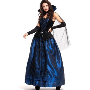 Dark-blue Vampire Dress Queen Halloween Costume